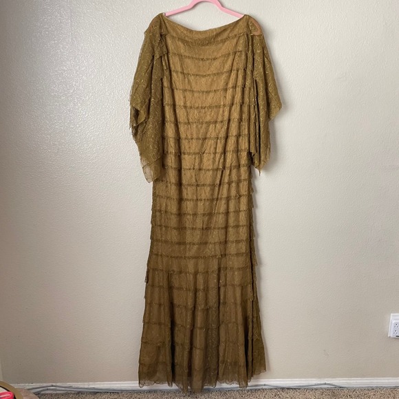 Tadashi Shoji Dress Womens 10 Hazel Tiered Lace Flutter Sleeve Gown Runway 2012 - Picture 8 of 13